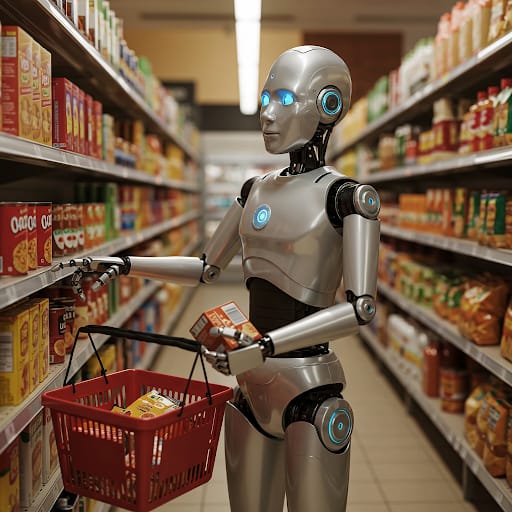 a robot shopping