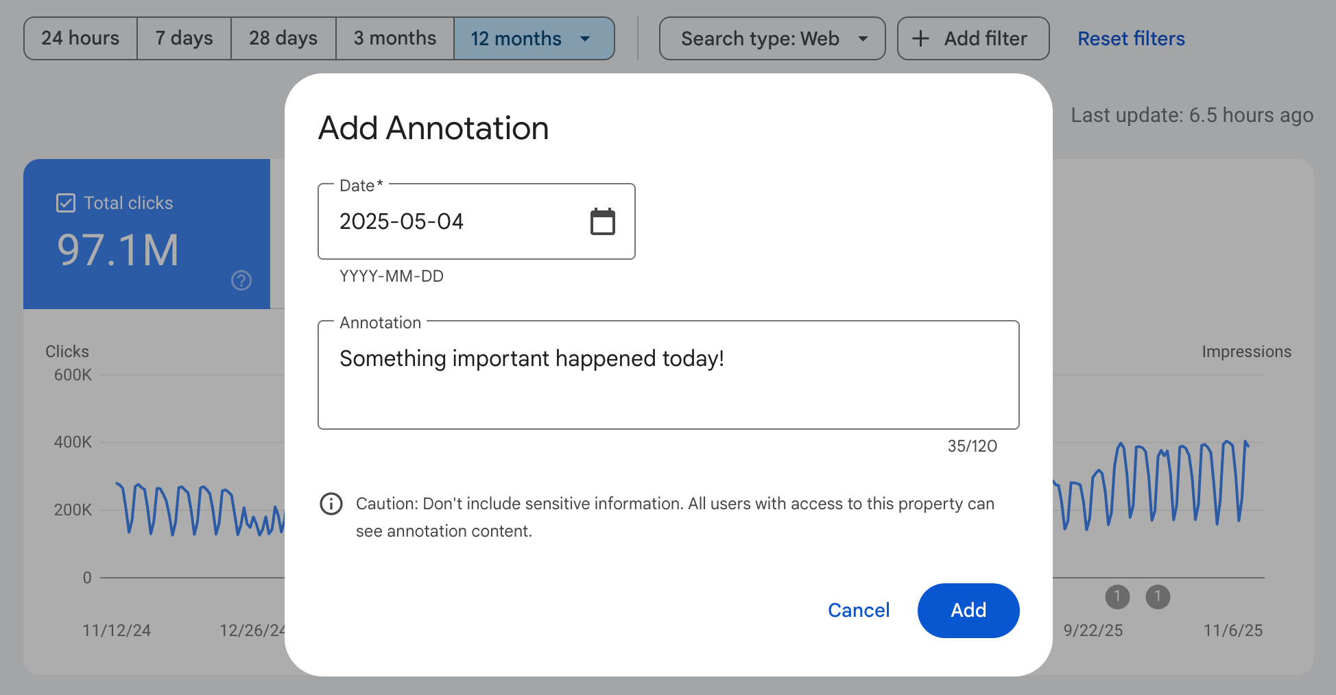 custom annotations i google search console