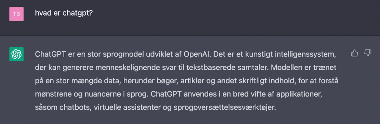 chatgpt eksempel
