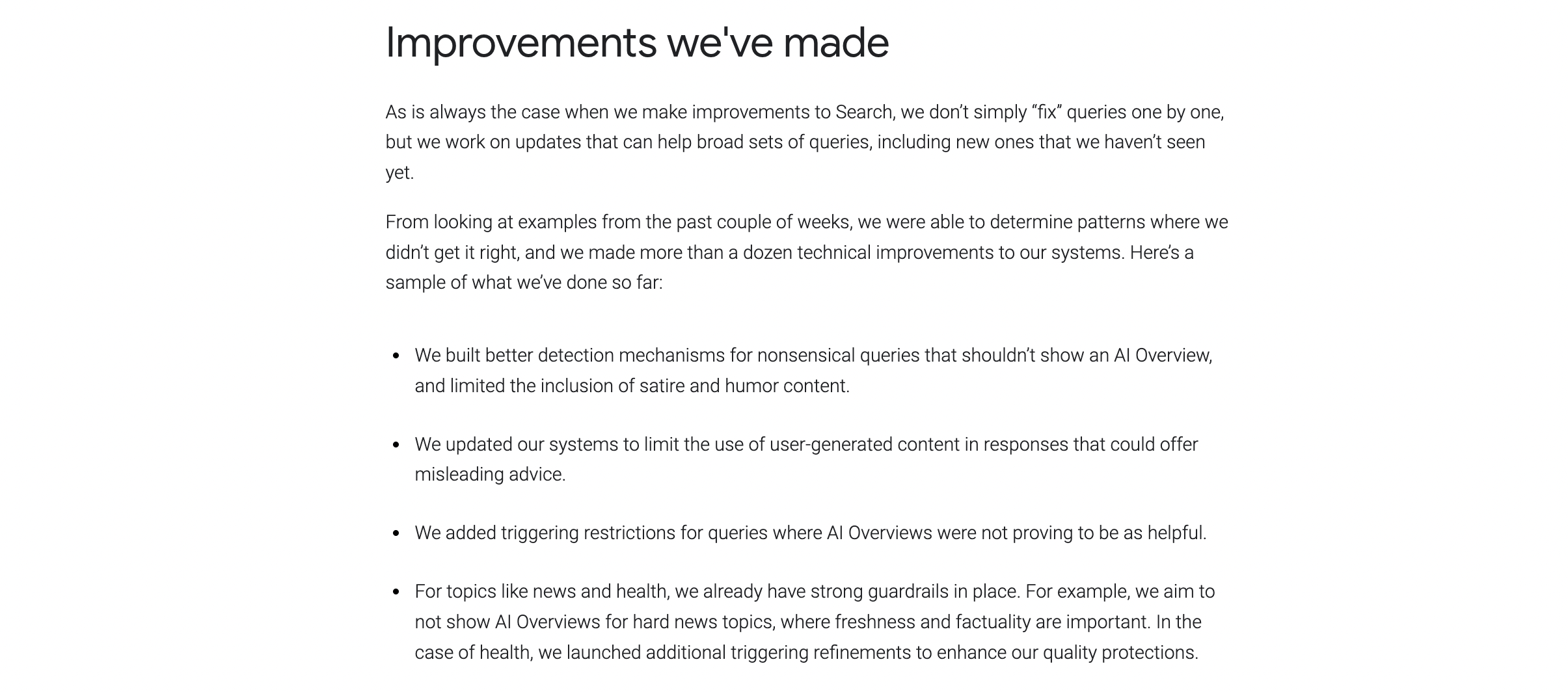 google ai overview opdatering