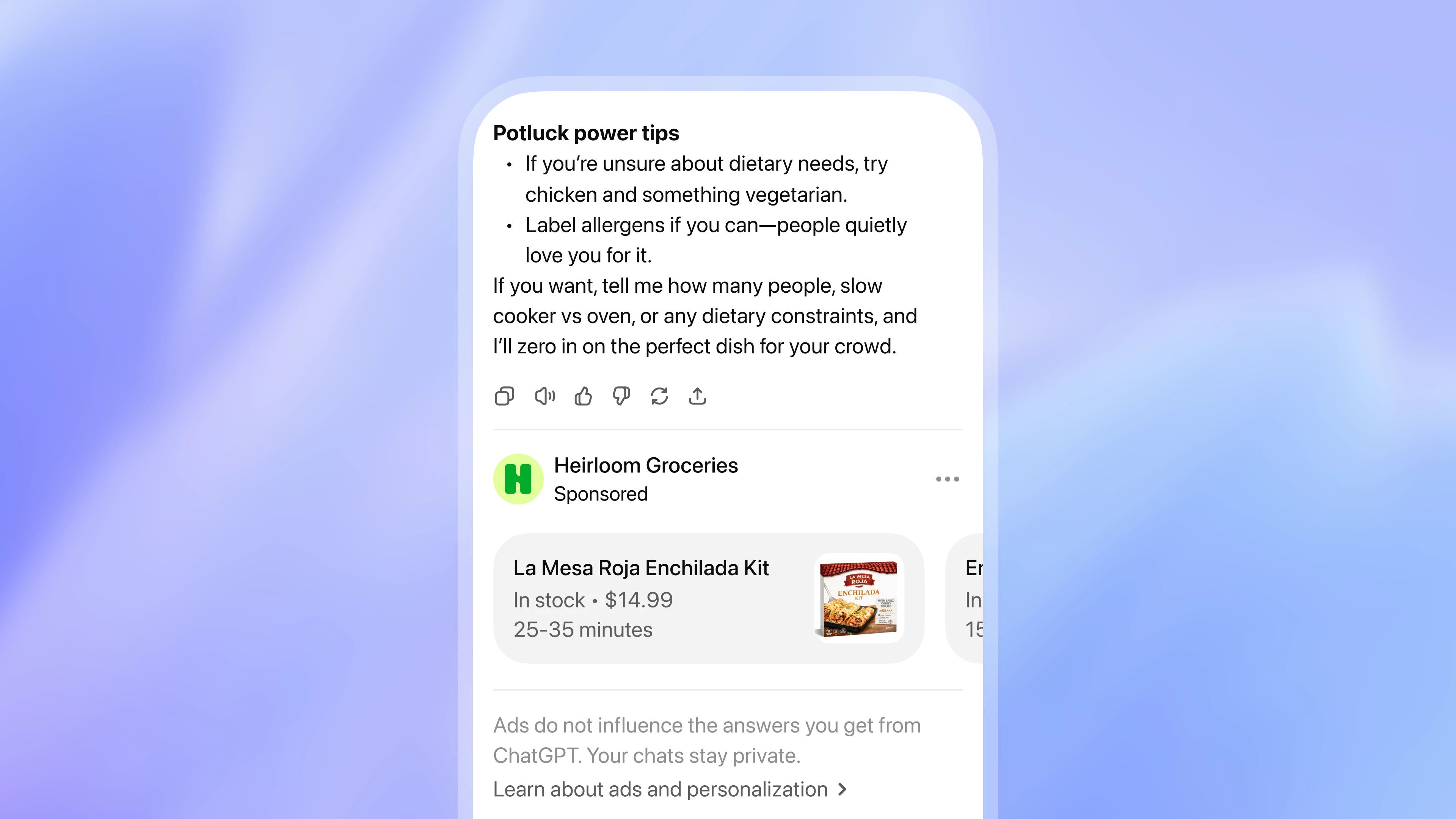 ChatGPT tester ads