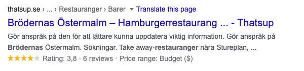 Produktdata med pris och recensioner i Googles sökresultat