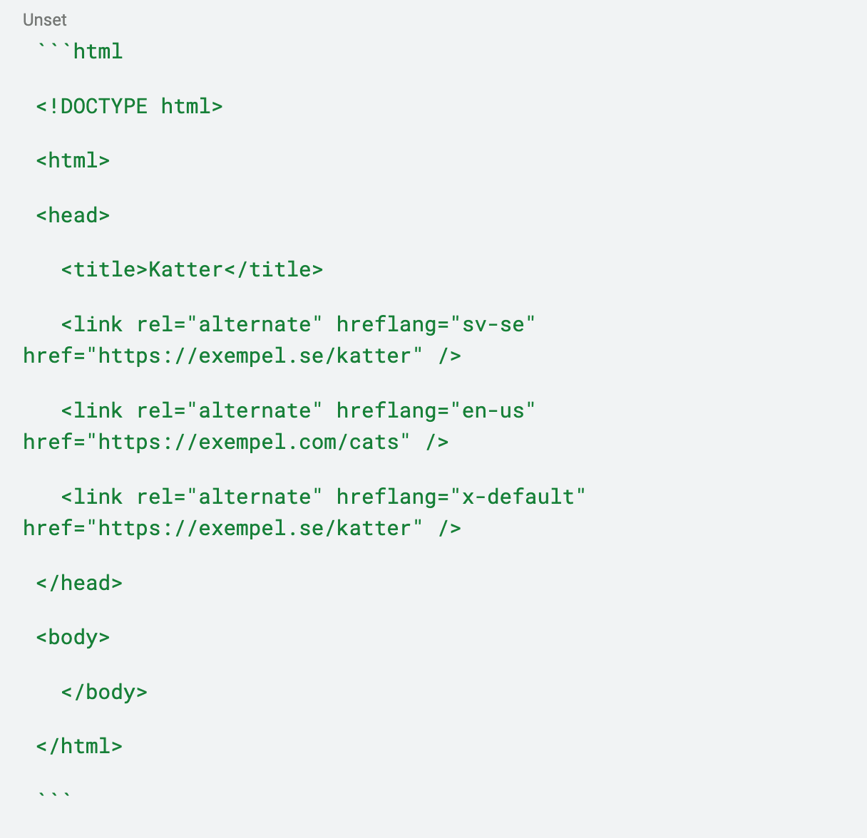 Hreflang implementerat i head-sektionen