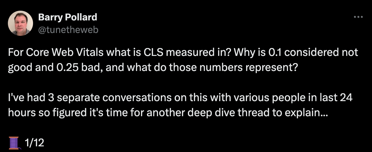 google om cls og core web vitals