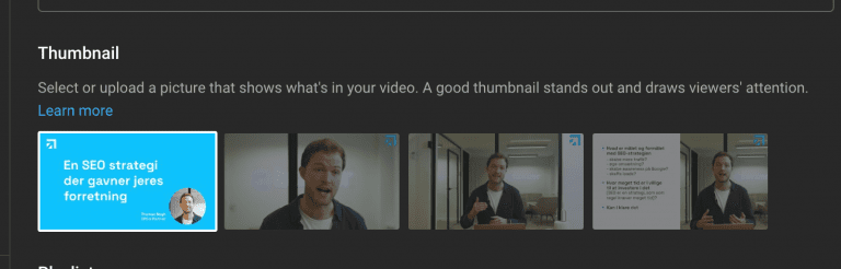 Rad med tilpassede thumbnails for videoer