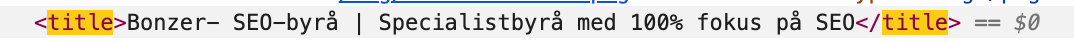 Metatitel i Googles sökresultat