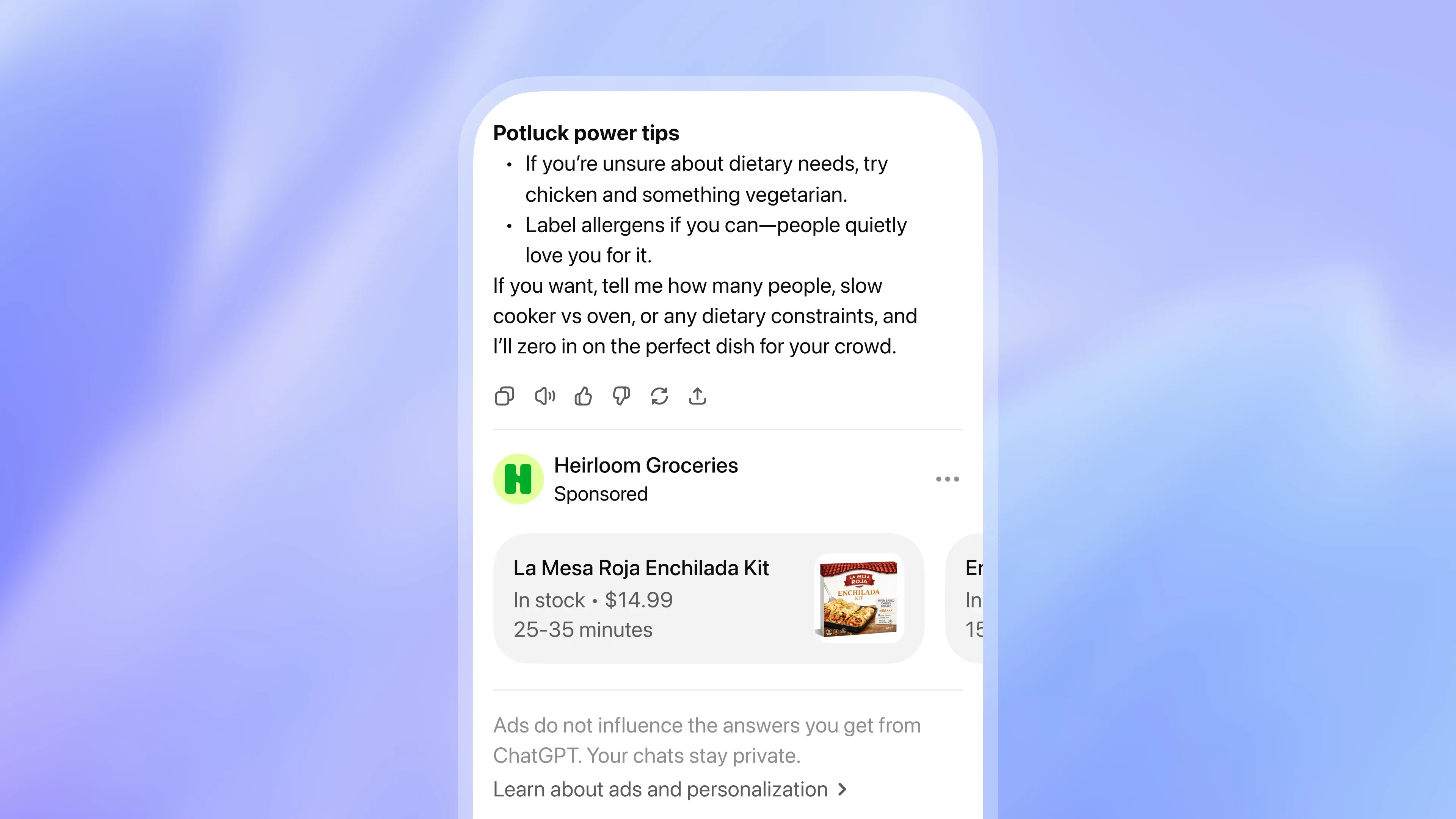 ChatGPT tester ads