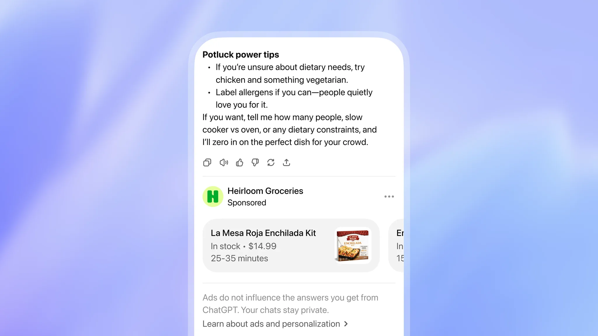 ChatGPT tester ads